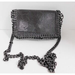 Borse in Pelle Metallic Silver Chain Snake Crossbody‎ Bag, Made in Italy